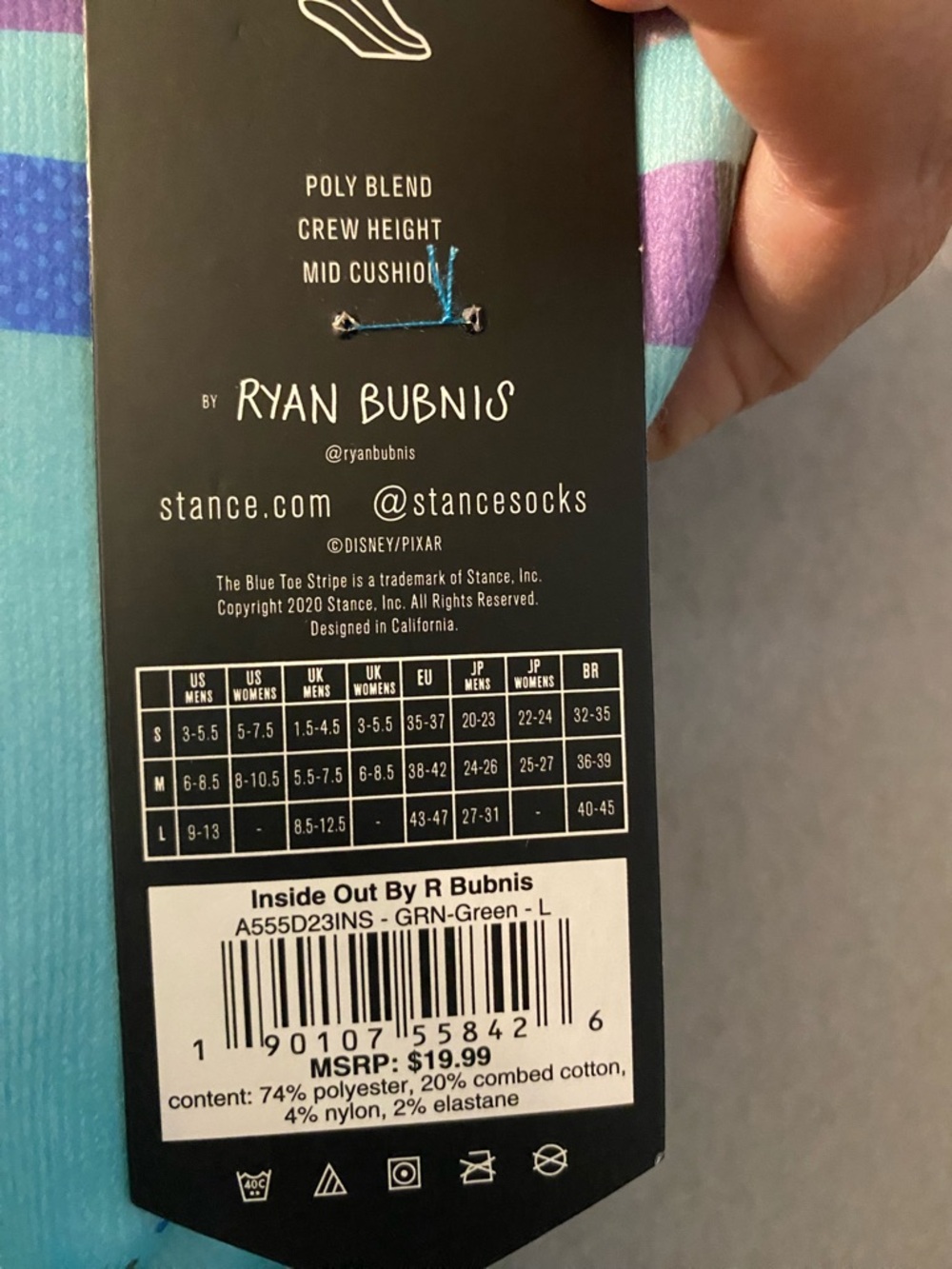 Stance Disney 100 Mint Blue & Purple Casual Crew Socks